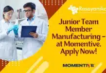 Junior Team Member Manufacturing Job at Momentive, Apply by June 30 Junior Team Member Manufacturing - at Momentive