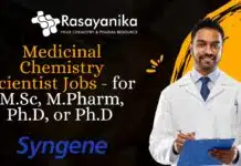 Medicinal Chemistry Scientist Job at Syngene – Apply Now! Medicinal Chemistry Scientist Jobs