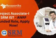 Exciting Research Opportunity: Apply for Project Associate-I at SRM IST Chennai – ANRF Funded Project Associate-I SRM IST