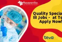 Join Teva as Quality Specialist III – Pharma, Apply Now! Quality Specialist III Jobs - at Teva