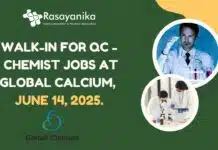 Walk-In Interview for QC Chemists at Global Calcium – June 14, Hosur Walk-In for QC - Chemist Jobs at Global Calcium