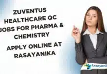 Zuventus Healthcare QC Jobs For Pharma & Chemistry – Apply Online at Rasayanika Zuventus Healthcare QC Jobs