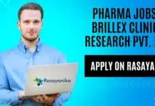 Pharma Jobs at Brillex Clinical Research Pvt. Ltd., Apply On Rasayanika Pharma Jobs at Brillex Clinical Research Pvt. Ltd