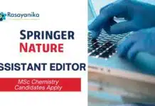 Assistant Editor Job Role at Springer Nature | MSc Chemistry Candidates Apply Assistant Editor Job Role at Springer Nature | MSc Chemistry Candidates Apply