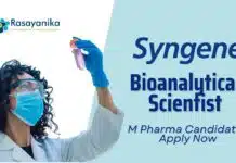 Bioanalytical Scientist Job at Syngene l MPharma Candidates Apply Now Pharmaceutical Sciences Jobs