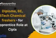 Diploma BE BTech Chemical Freshers Apply at Cipla for Apprentice Role Diploma, BE, BTech Chemical freshers (1)