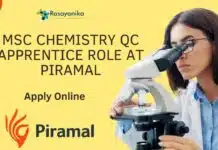 MSc Chemistry QC Apprentice Role at Piramal – Apply Online MSc Chemistry Job Openings in QC