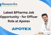 Latest BPharma Job Opportunity – for Officer Role at Apotex, Apply Now! Latest BPharma Job Opportunity