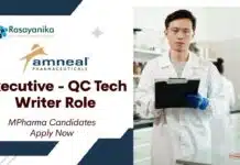 Latest MPharma Jobs at Amneal l Apply Now for Executive – QC Tech Writer Role Latest MPharma Jobs at Amneal l Apply Now for Executive - QC Tech Writer Role.