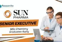 Latest MSc Chemistry Jobs at Sun Pharma l Apply Now for Senior Executive Role Latest MSc Chemistry Jobs at Sun Pharma | Apply Now for Senior Executive Role