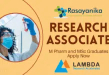 M.Pharm/M.Sc Graduates: Join Lambda as a Research Associate in Bioanalytical Operations M Pharm and MSc Graduates Join Lambda as a Research Associate in Bioanalytical Operations