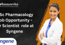 MSc Pharmacology Job Opportunity – for Scientist Role at Syngene, Apply Now! MSc Pharmacology Job Opportunity