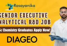 Diageo Hiring MSc Chemistry Graduates in Bangalore | Apply Now Senior Executive R&D Job at Diageo for MSc Chemistry Apply