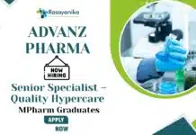 Quality Control Jobs at ADVANZ PHARMA | Apply Now For The Senior Specialist – Quality Hypercare Role Quality Control Jobs at ADVANZ PHARMA | Apply Now For The Senior Specialist – Quality Hypercare Role