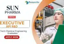 Sun Pharma Jobs | B.Tech Chemical Engg Graduates Apply Now for the Executive Role Chemical Engineering Jobs at Sun Pharma B.Tech Graduates Apply Now for the Executive Role