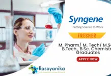 Freshers Chem & Pharma Job at Syngene – Apply Now for the Executive Role Freshers Job at Syngene - Chemistry and Pharma Graduates Apply Now