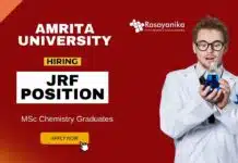 JRF Vacancy at Amrita Vishwa Vidyapeetham | MSc Chemistry Graduates Apply Online JRF Vacancy at Amrita Vishwa Vidyapeetham MSc Chemistry Graduates Apply Online