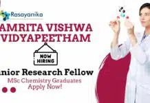 Latest JRF Position at Amrita Vishwa Vidyapeetham | MSc Chemistry Graduates Apply Now Junior Research Fellow Vacancy at Amrita Vishwa Vidyapeetham | MSc Chemistry Graduates Apply Now