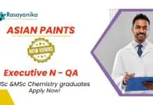 MSc Chemistry Jobs at Asain Paints | Apply Now For The Executive – Quality Assurance Role MSc Chemistry Jobs at Asain Paints | Apply Now For The Executive - Quality Assurance Role