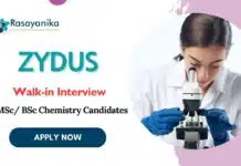 Freshers BSc Chemistry Jobs at Zydus | Attend the Walk-in Interview for Various Positions Walk-in Interview for Chemical Engineering Jobs at Zydus | Apply Now for Various Positions
