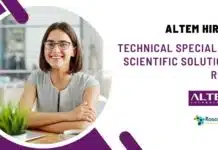 Altem Hiring For Technical Specialist – Scientific Solutions Role | PhD & PG Candidates Apply Chemistry Jobs at Altem Technologies