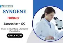Analytical Chemistry Jobs at Syngene | Apply now for Executive – QC Position Analytical Chemistry Jobs at Syngene Apply now for Executive – QC Position