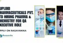 Euploid Pharmaceuticals Pvt. Ltd Hiring Pharma & Chemistry For QA Executive Role, Apply on Rasayanika Pharma & Chem QA Job Openings at Euploid Pharmaceuticals Pvt. Ltd