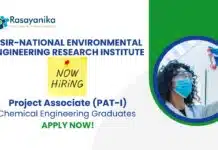 Chemical Engineering Jobs at NEERI | Apply Now For The Project Associate Role Chemical Engineering Jobs at NEERI | Apply Now For The Project Associate Role