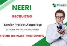 Chemistry Job at NEERI | Attend the Walk-In Interview for Senior Project Associate Role Chemistry Job at NEERI Attend the Walk-In Interview for Senior Project Associate Role