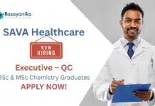 Chemistry Job at Sava Healthcare | Apply Now For The Executive QC Role Chemistry Job at Sava Healthcare | Apply Now For The Executive QC Role