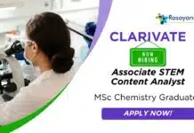 Freshers Chemistry Jobs at Clarivate | Apply Now For The Associate STEM Content Analyst Role Chemistry Jobs at Clarivate | Apply Now For The Associate STEM Content Analyst Role