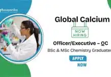 Chemistry Jobs at Global Calcium | Apply Now For The Executive – QC Role Chemistry Jobs at Global Calcium | Apply Now For The Executive – QC Role
