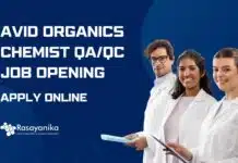 Avid Organics Chemist QA/QC Job Opening – Apply on Rasayanika Avid Organics Chemist QA/QC Job Opening