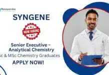 Executive Jobs at Syngene | BSc & MSc Chemistry Graduates Apply Now Executive Jobs at Syngene | BSc & MSc Chemistry Graduates Apply Now