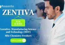 Freshers Chemistry Jobs at Zentiva | Apply Now For The Executive- Manufacturing Science and Technology (MST) Role Freshers Chemistry Jobs at Zentiva | Apply Now For The Executive- Manufacturing Science and Technology (MST) Role