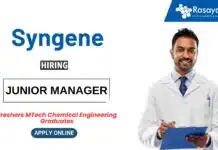 Freshers Job at Syngene | MTech Chemical Engineering Graduates Apply Now for the Junior Manager Role Freshers Job at Syngene | MTech Chemical Engineering Graduates Apply Now for the Junior Manager Role