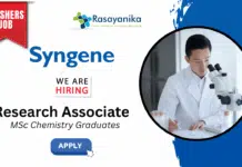 Freshers Job at Syngene | MSc Chemistry Graduates Apply for Research Associate Role Freshers Research Associate Job at Syngene | MSc Chemistry Graduates Apply