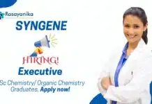 MSc Chemistry Job at Syngene | Apply Now For the Executive Role MSc Chemistry Job at Syngene | Apply Now For the Executive Role