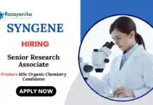 Organic Chemistry Freshers Jobs at Syngene | Apply Now for Senior Research Associate Position Organic Chemistry Freshers Jobs at Syngene Apply Now for Senior Research Associate Position