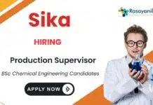 Production Supervisor Role at Sika | BSc Chemical Engineering Candidates Apply Now Production Supervisor Role at Sika BSc Chemical Engineering Candidates Apply Now
