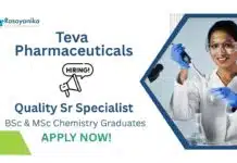 QC Job at Teva Pharmaceuticals | BSc & MSc Chemistry Graduates Apply Now For The Quality Sr Specialist Role QC Job at Teva Pharmaceuticals | BSc & MSc Chemistry Graduates Apply Now For The Quality Sr Specialist Role