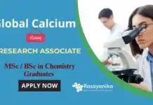 Research Associate Role in Global Calcium | Chemistry Graduates Can Apply Research Associate Role in Global Calcium | Chemistry Graduates Can Apply