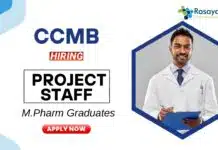 Research Jobs at CSIR-CCMB | M Pharm Graduates Apply Now for the Project Staff Position Research Jobs at CSIR-CCMB | M.Pharm Graduates Apply Now for the Project Staff Position
