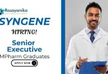 Syngene Jobs For MPharm Graduates | Apply Now For The Senior Executive Role Syngene Jobs For MPharm Graduates | Apply Now For The Senior Executive Role