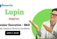 Lupin Jobs for the Senior Executive Role | MSc Analytical Chemistry Jobs Lupin Jobs for MSc Analytical Chemistry Graduates | Apply Now for the Senior Executive Role