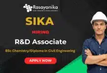 Sika Hiring 2025 | Hiring R&D Associates Apply now for civil engineering jobs and chemistry jobs in cement additive research.