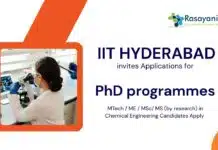 PhD Admissions at IITH | Chemistry & Chemical Engineering Candidates Apply PhD Admissions at IITH | Apply Now for Chemistry Research Fellowship