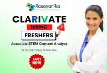 Clarivate Hiring Associate STEM Content Analyst – M.Sc Chemistry Freshers Jobs Apply Now Clarivate Hiring Associate STEM Content Analyst - M.Sc Chemistry Freshers Jobs Apply Now