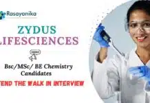Chemistry Walk-In-Drive at Zydus Lifescience – Register & Attend Chemistry Jobs at Zydus Lifesciences | Attend the Walk-In-Interview