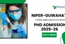 Chemistry Research Fellowship | PhD Admissions at NIPER-Guwahati Chemistry Research Fellowship | PhD Admissions at NIPER-Guwahati